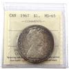 1967 Canada Silver $1 ICCS Certified MS-65