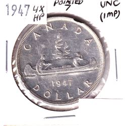 Silver $1 1947 Ptd.7, 4x HP UNC Details (Hairline Scratches)