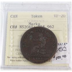 Canada Token ICCS Certified VF-20 CH# NS20A4; BR#962