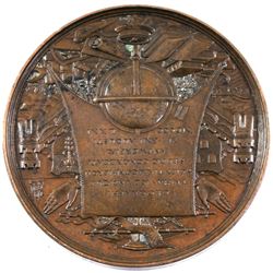 1871 Belgium Science and commerce Copper Medal. by H Meyer and F Baetes, global map after Mercator a