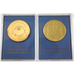 Pair of 1973 Franklin Mint issue  The Comet Kohoutek Eyewitness  24K Gold plated Sterling Silver Med