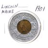 1901 USA 1-cent  Lincoln Maine Pocket Penny