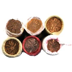 *1977, 1979, 1980, 1990, 1992 & 2005 Canada 1-cent Original Roll of 50pcs. Rolls contain some imperf