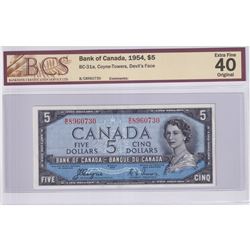 1954 $5 BC-31a, Bank of Canada, Coyne-Towers, Devil's Face, S/N: BC 8960730, BCS Certified EF-40 ori