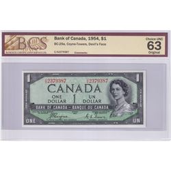 1954 $1 BC-29a, Bank of Canada, Coyne-Towers, Devil's face, S/N: CA 2379387, BCS Certified CUNC-63 o