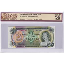 Low Serial Number! BC-50a-N5-iv 1969 Bank of Canada $20, Beattie-Rasminsky, S/N: EA0000257, BCS Cert