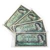 Image 1 : 4x 1954 Bank of Canada $1 Replacement Note Beattie-Rasminsky signature with  Prefix Letters *BM 0329