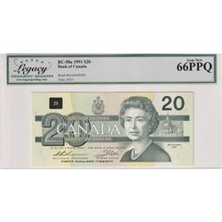 BC-58a 1991  Bank of Canada $20 *LOW SERIAL NUMBER*, Theisssen-Crow S/N: EIA0000296. Legacy Certifie