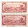 Image 2 : Pair of 1954 Bank of Canada Replacement $2 Modified, Lot includes *A/B0051091 & *A/G3282120.  2pcs