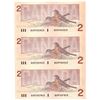 Image 2 : Set of 3 Uncut 1986 $2 BC-55b (two small B's) Theissen-Crow S/N: BGM7452823/7455323/7457823. UNC *Sc