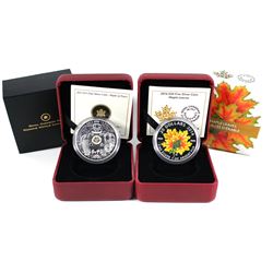 2013 Canada $15 Maple Hologram - Maple of Peace & 2014 $20 Glow-in-the-Dark Maple Leaves Fine Silver
