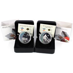 2007 & 2008 Canada $25 Vancouver Olympics Hologram Sterling Silver Coins - 2007 Alpine Skiing & 2008