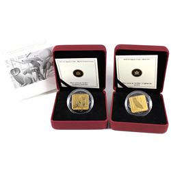 2010 & 2011 Canada $3 Wildlife Conservation Square Sterling Silver Gold Plated Coins - 2010 Barn Owl