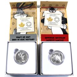 2015 Canada $10 Looney Tunes Fine Silver Coins - Bugs Bunny "What's Up, Doc?" & Sylvester "Suffering