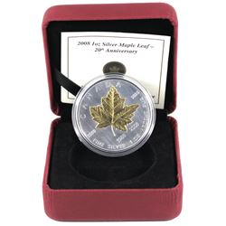 1988-2008 Canada $5 20th Anniversary of the Silver Maple Leaf Fine Silver Coin with Gold Plating (Mi