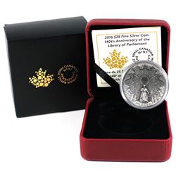 2016 Canada $25 The Library of Parliament Antiqued Curved Fine Silver Coin. (TAX Exempt)