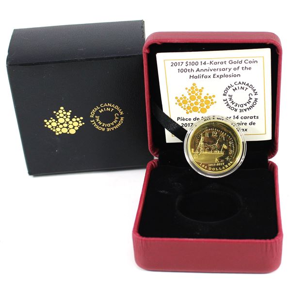 2017 Canada $100 100th Anniversary of the Halifax Explosion 14K Gold Coin.