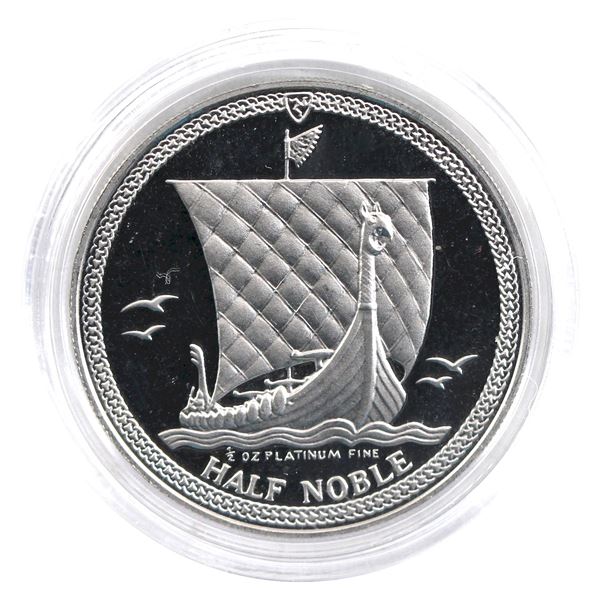1988 Isle of Man 1/2oz Fine Platinum Half Noble Coin in Capsule (Coin is scratched). TAX Exempt