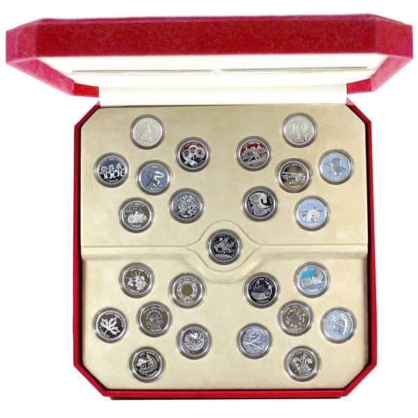 *1999-2000 Canada Chinese Millennium Sterling Silver Commemorative 25-coin Set in Deluxe Red Felt Di