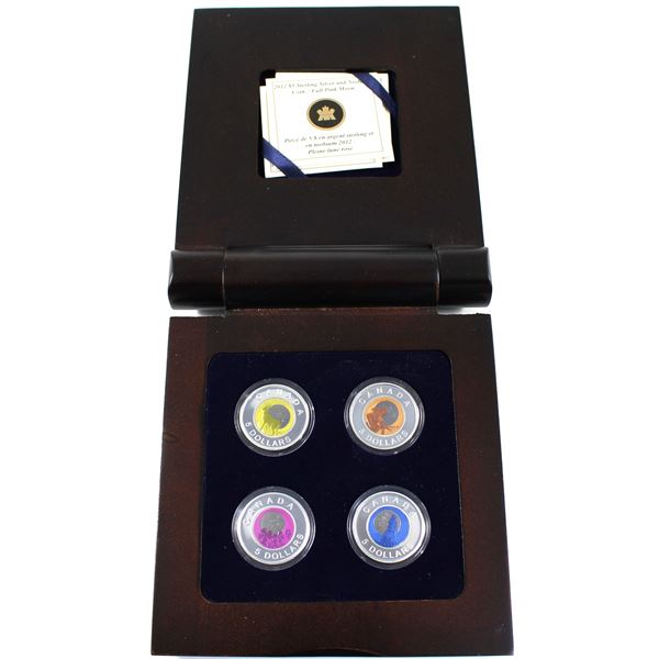 2011-2012 Canada $5 Full Moons of the Algonquin Sterling Silver & Niobium 4-coin Set (Coins may be l