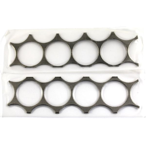 Pair of 25-cent Planchet Strips, Each with 4 Complete Punches. The strips are magnetic and have weig