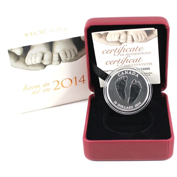 2014 Canada $10 Welcome to the World - Baby Feet Fine Silver Coin. Limited mintage of only 15,000! (