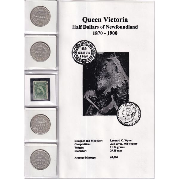 *Half Dollars of Newfoundland Binder Featuring 12 Coins & 3 Stamps. You will receive 4 silver 50-cen