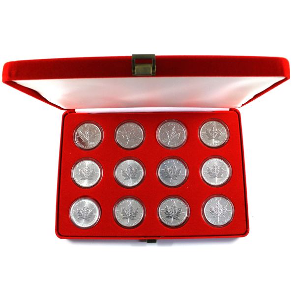 *1999-2010 Canada 1oz .9999 Fine Silver Maples Encapsulated in Red Display Case. Includes the 1999-2