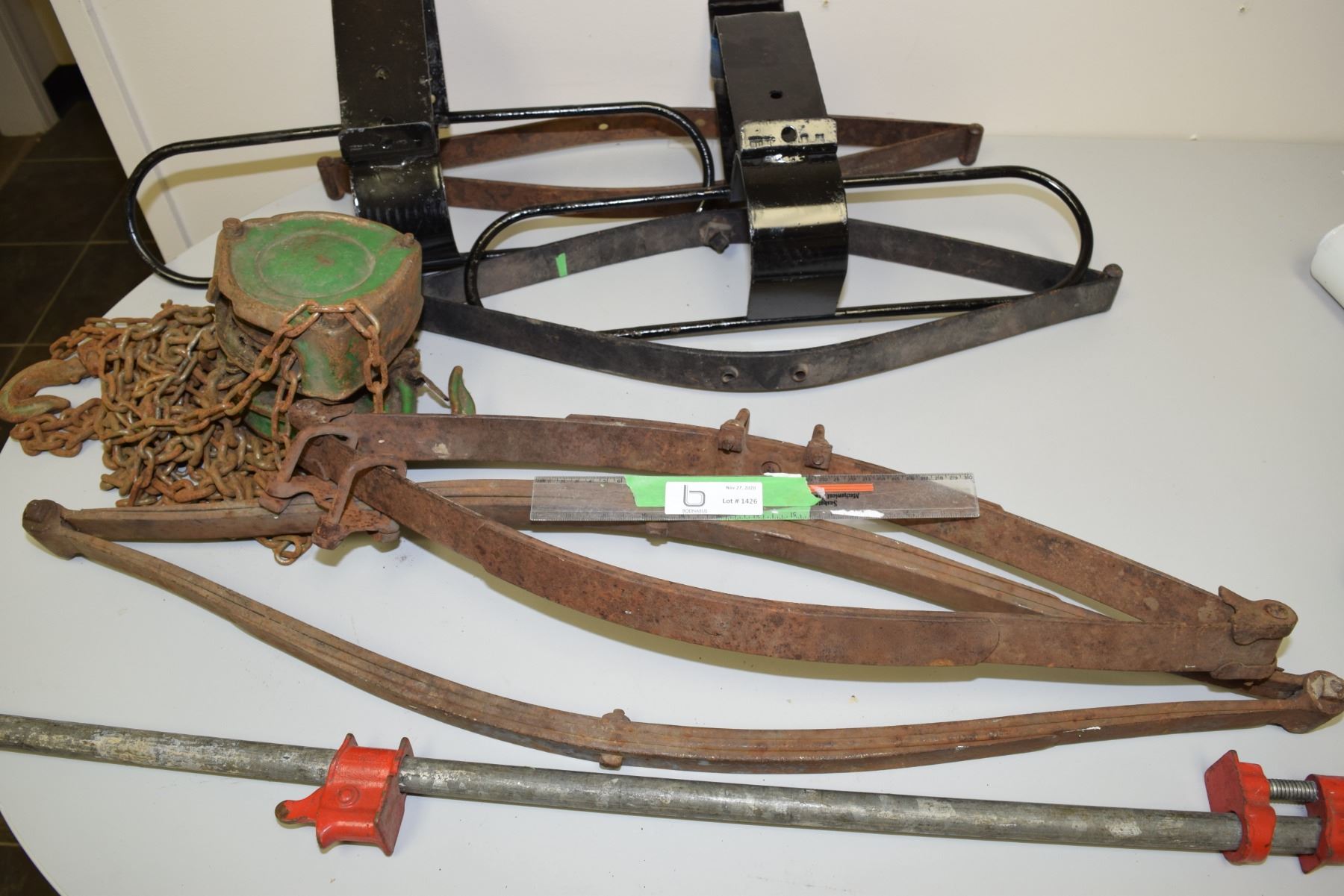 Leaf Springs, Pipe Clamp, Chain Hoist and Racks