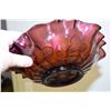Image 3 : Strawberry Carnival Glass Ruffled Bowl