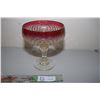 Image 1 : Stemmed Cranberry Glass Fruit Bowl