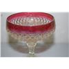 Image 2 : Stemmed Cranberry Glass Fruit Bowl