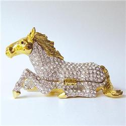 HORSE PONY 24K GOLD SWAROVSKI CRYSTAL JEWELRY BOX