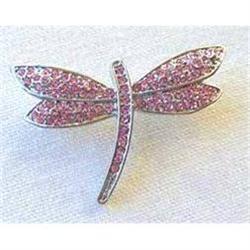 DRAGONFLY PIN BROOCH GOLD SWAROVSKI CRYSTALS PINK