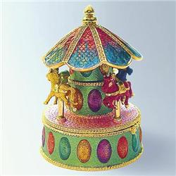 CAROUSEL MERRY GO ROUND JEWELRY CRYSTALS GOLD BOX