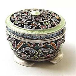 GREEN TURKISH  GOLD SWAROVSKI CRYSTAL JEWELRY BOX