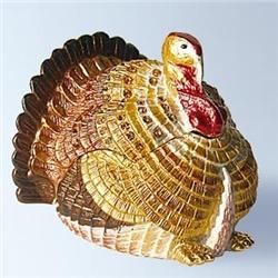 GOLD SWAROVSKI CRYSTAL JEWELRY TURKEY BOX TRINKET