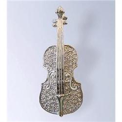 VIOLIN PIN BROOCH 24K GOLD SWAROVSKI CRYSTALS