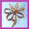Image 1 : STAR FLOWER PIN BROOCH 24K GOLD SWAROVSKI CRYSTAL