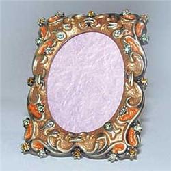 MINI OVAL PHOTO FRAME 24K GOLD SWAROVSKI CRYSTALS