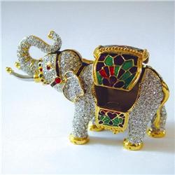 ELEPHANT 24K GOLD & SWAROVSKI CRYSTAL JEWELRY BOX