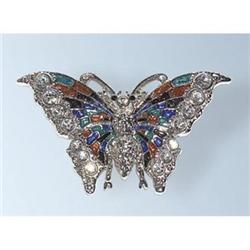 BUTTERFLY PIN BROOCH 24K GOLD SWAROVSKI CRYSTALS