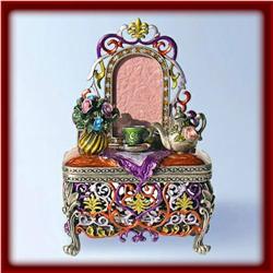 VANITY DRESSER GOLD SWAROVSKI CRYSTAL JEWELRY BOX