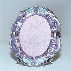 TINY OVAL PHOTO FRAME 24K GOLD & CRYSTALS PURPLE