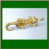 Image 1 : ALLIGATOR CROCODILE PIN BROOCH 24K GOLD & CRYSTALS