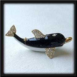 24K GOLD SWAROVSKI CRYSTAL YING YANG! DOLPHIN BOX