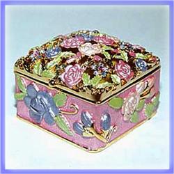 PINK ROSE 24K GOLD SWAROVSKI CRYSTALS JEWELRY BOX