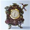 Image 1 : GOLD SWAROVSKI CRYSTALS HUMMINGBIRD FLOWERS CLOCK