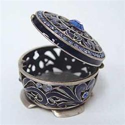 BLUE PERSIAN  GOLD SWAROVSKI CRYSTALS JEWELRY BOX