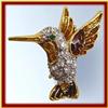 Image 1 : HUMMINGBIRD PIN BROOCH 24K GOLD SWAROVSKI CRYSTAL